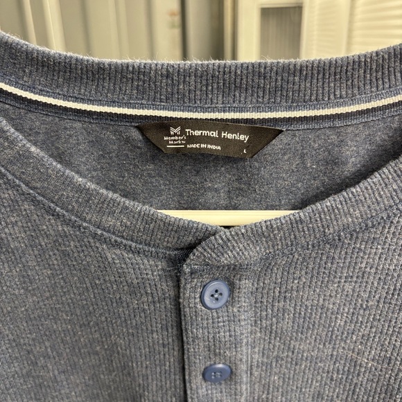 Member’s Mark Classic Blue Long Sleeve Thermal Henley for Men Large L - Picture 2 of 15